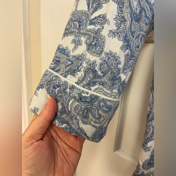 Lauren Ralph Lauren Womens Blue Paisley Print 3/4 Sleeve Pajama Top Size L - Picture 3 of 9